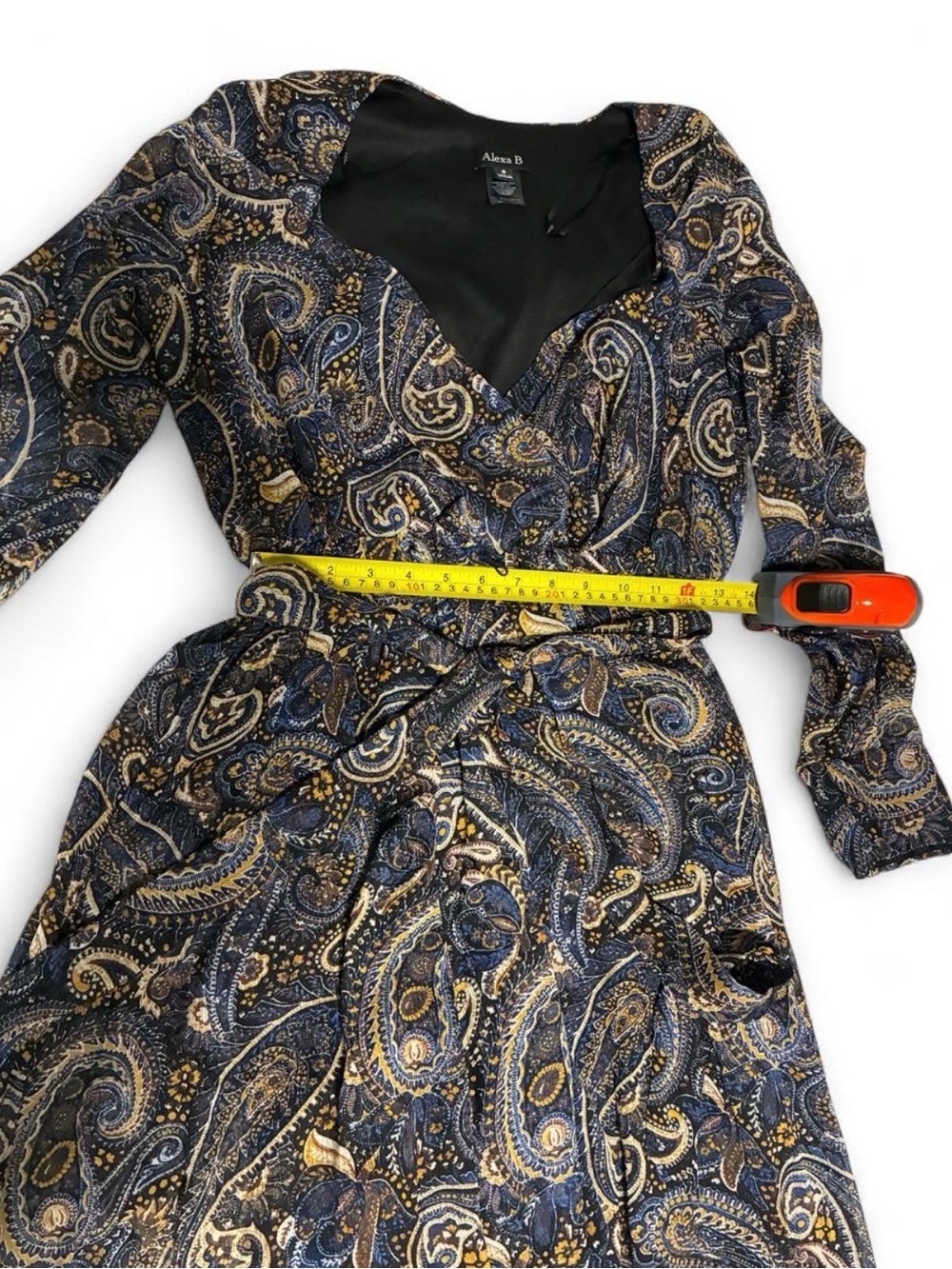 Alexa B Paisley Wrap Dress - size 8